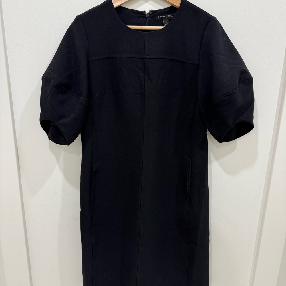Banana Republic Balloon Sleeve Black Dress